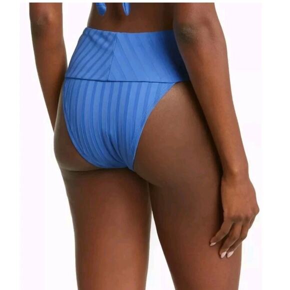 Vitamin A EMMI High Waist Rib Bikini Bottoms Dream Blue Sz large - Picture 2 of 4